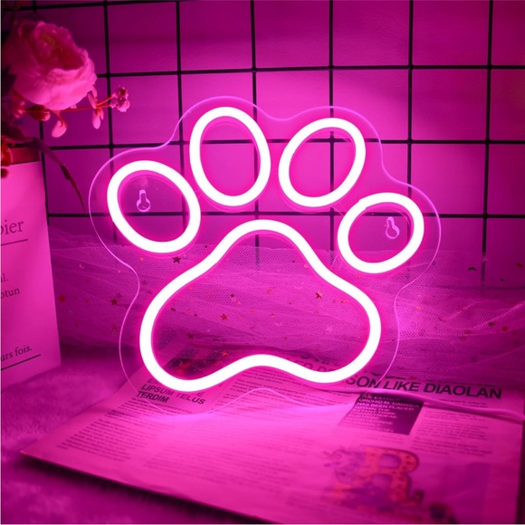 Neon Blue Dog/Cat Paw Print Pet Animal Lover Glowing LED Sign Light Wall Decor - Picture 6 of 7
